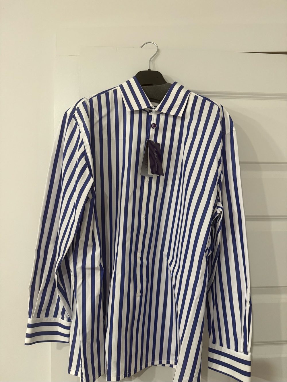 Women’s Ralph Lauren Purple Label blue and white stripe dress shirt